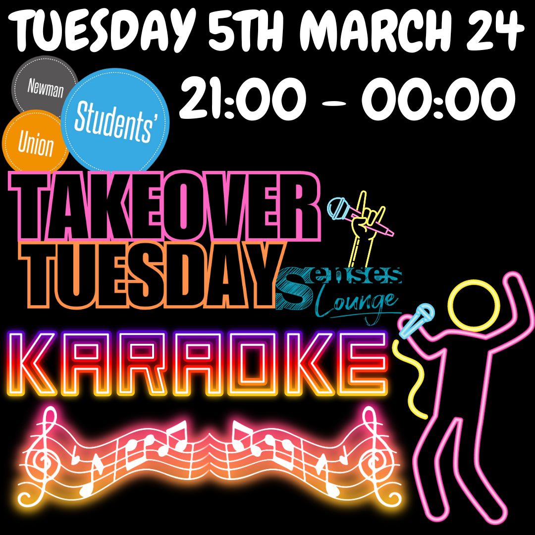 Advert for Takeover Tuesday Karaoke click for more information