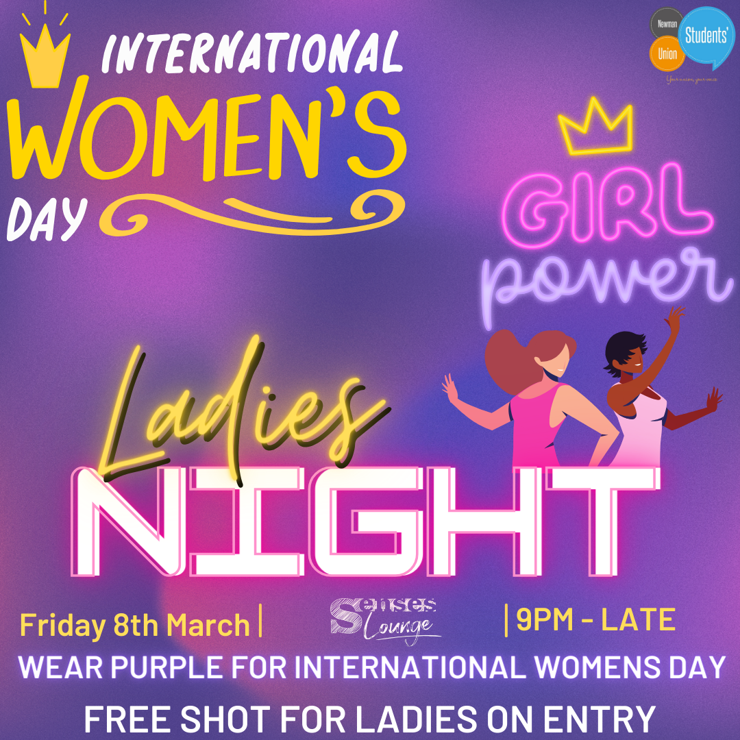 Advert for International Women's day - Ladies Night - click for more information